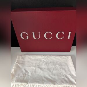 Authentic Burgundy Gucci Gift Box and White Drawstring Dust Bag